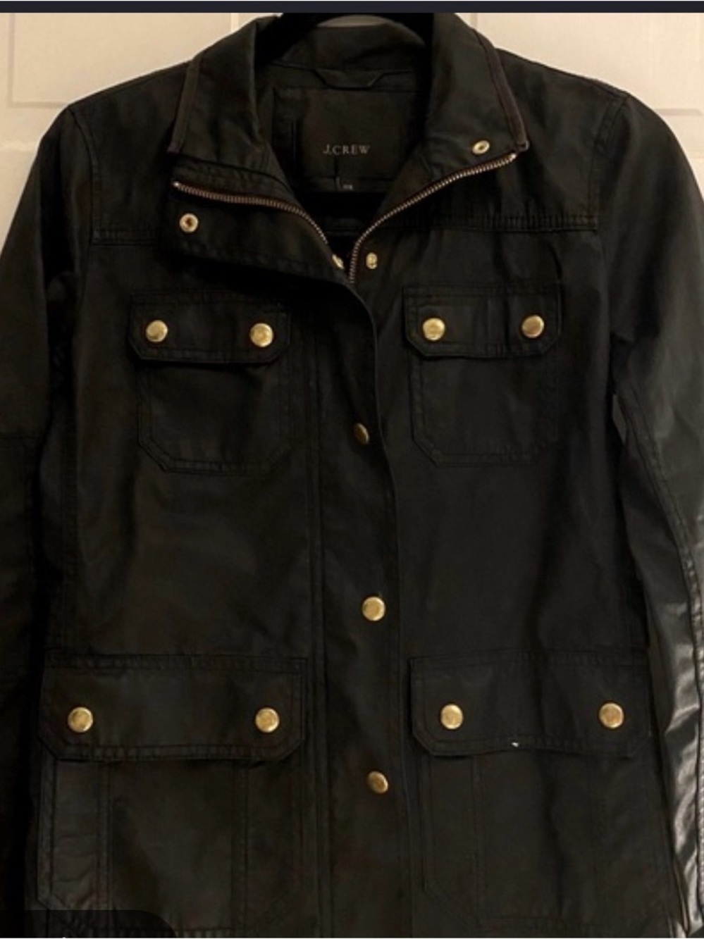 J.Crew Black Utility Jacket with Gold-Tone Buttons